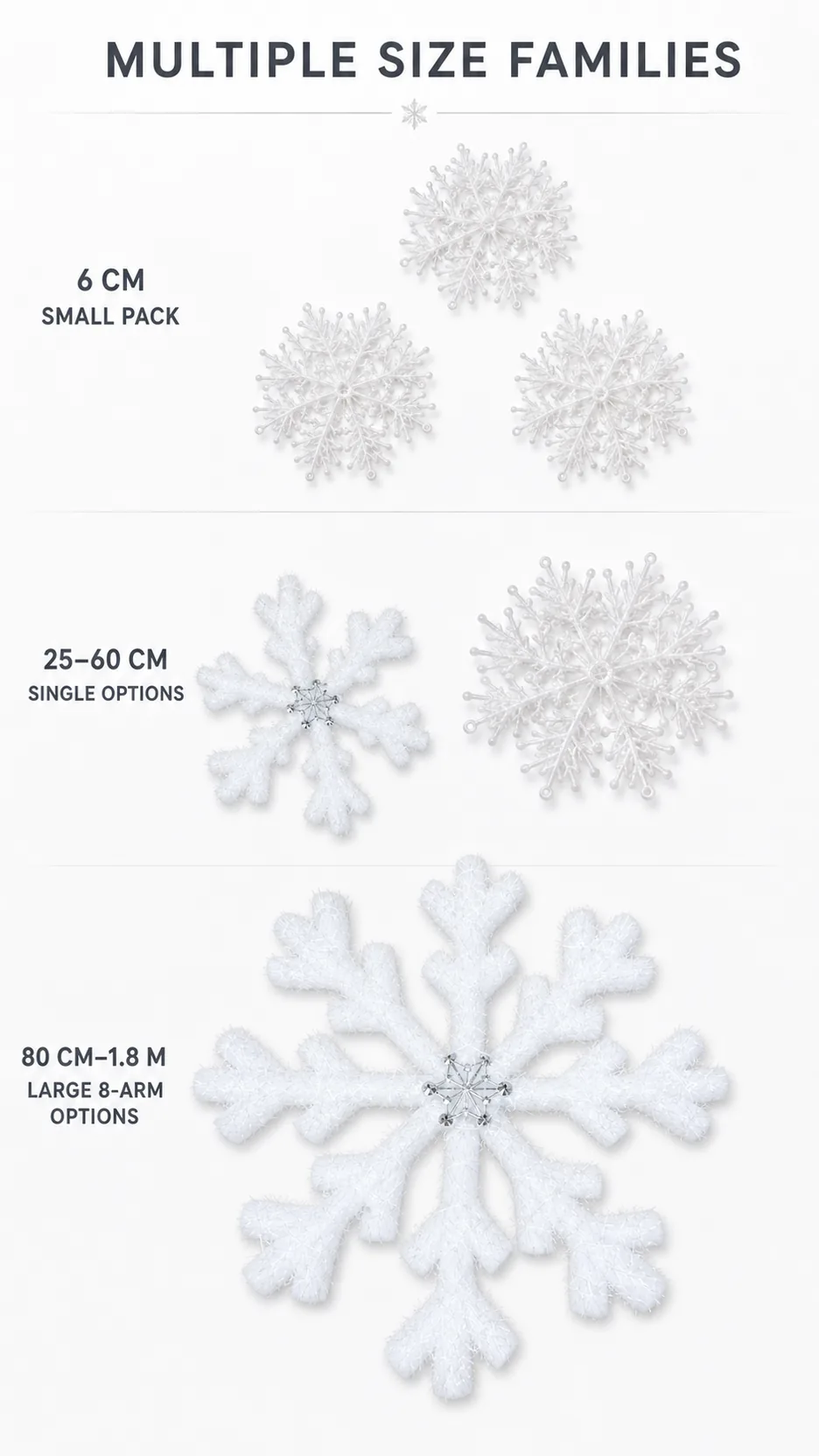 White Foam Snowflake Christmas Tree Ornaments Shimmering Hanging Decoration product detail 5