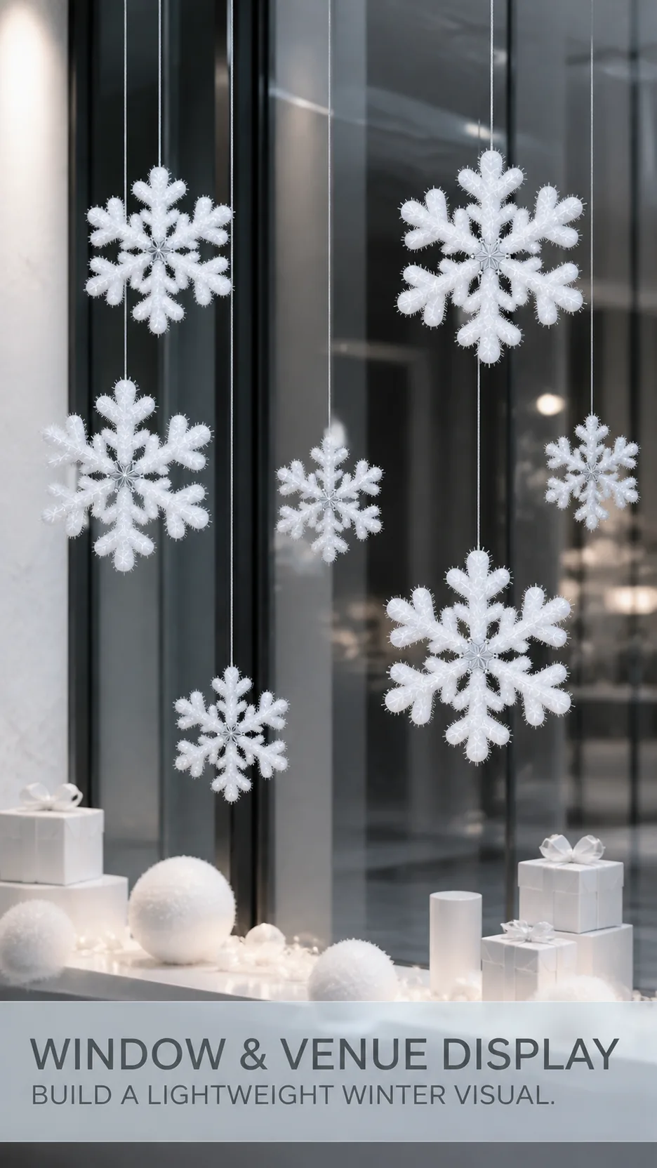 White Foam Snowflake Christmas Tree Ornaments Shimmering Hanging Decoration product detail 7