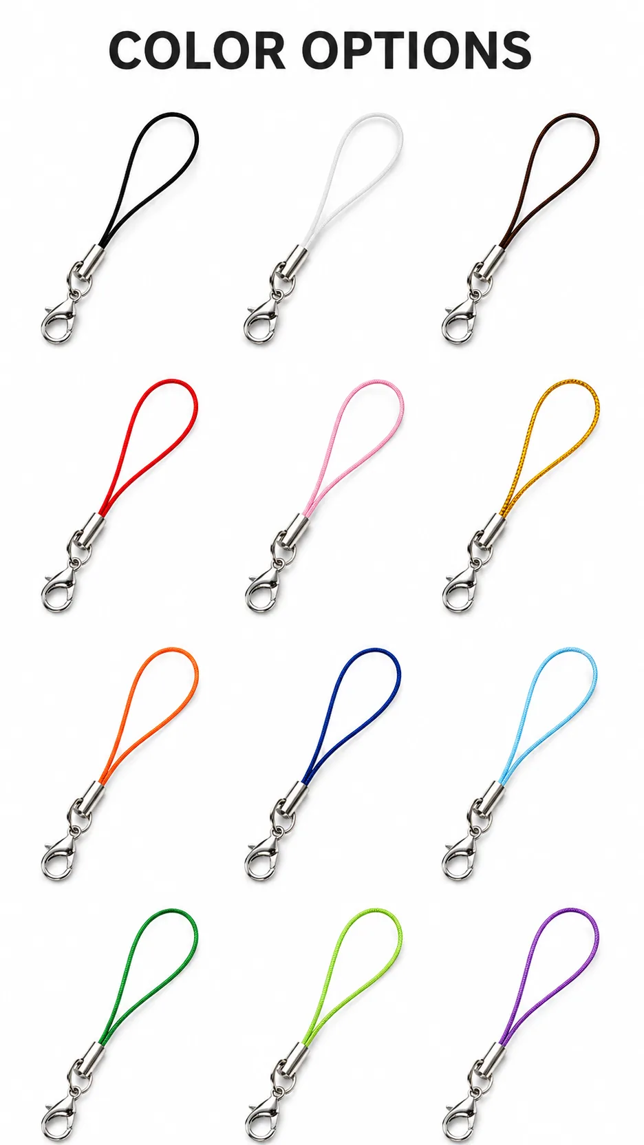 100pcs Wholesale DIY Braided Polyester Phone Lanyard Cord with Lobster Clasp and Metal End Cap product detail 5