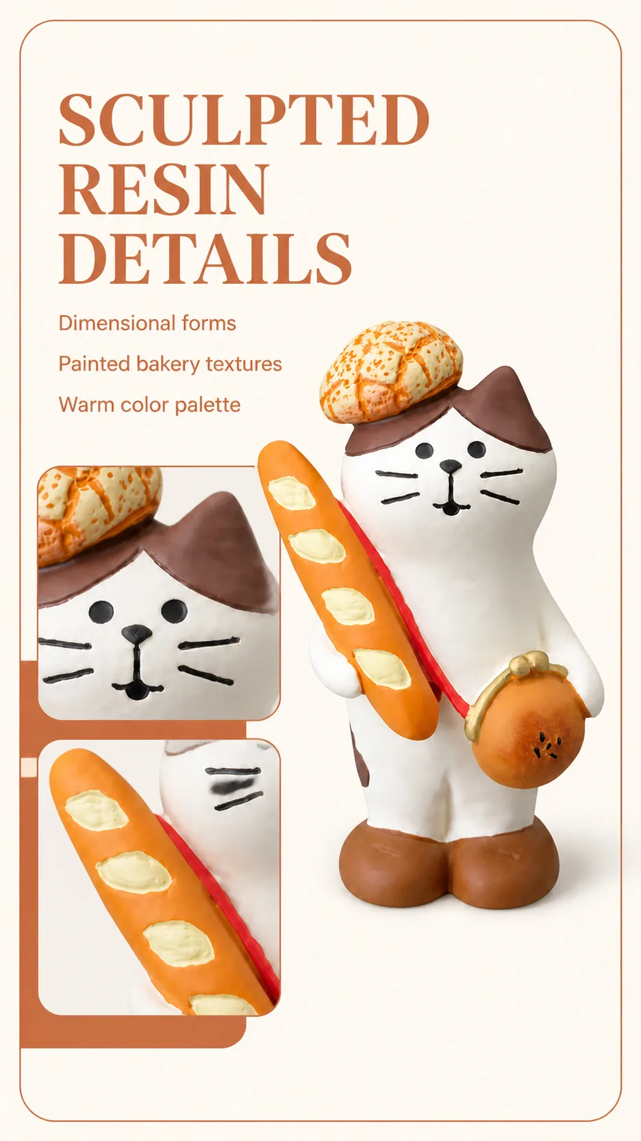 Japanese Style Cat Bakery Resin Figurines Miniature Bread Theme Home Decor Ornaments product detail 2