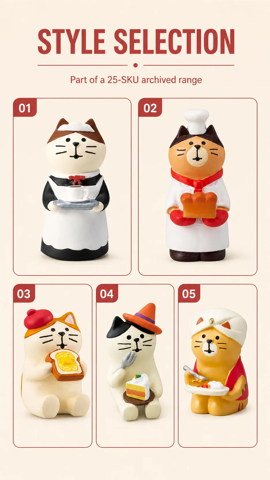 Japanese Style Cat Bakery Resin Figurines Miniature Bread Theme Home Decor Ornaments product detail 4