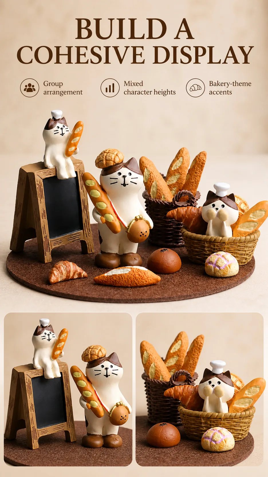 Japanese Style Cat Bakery Resin Figurines Miniature Bread Theme Home Decor Ornaments product detail 5
