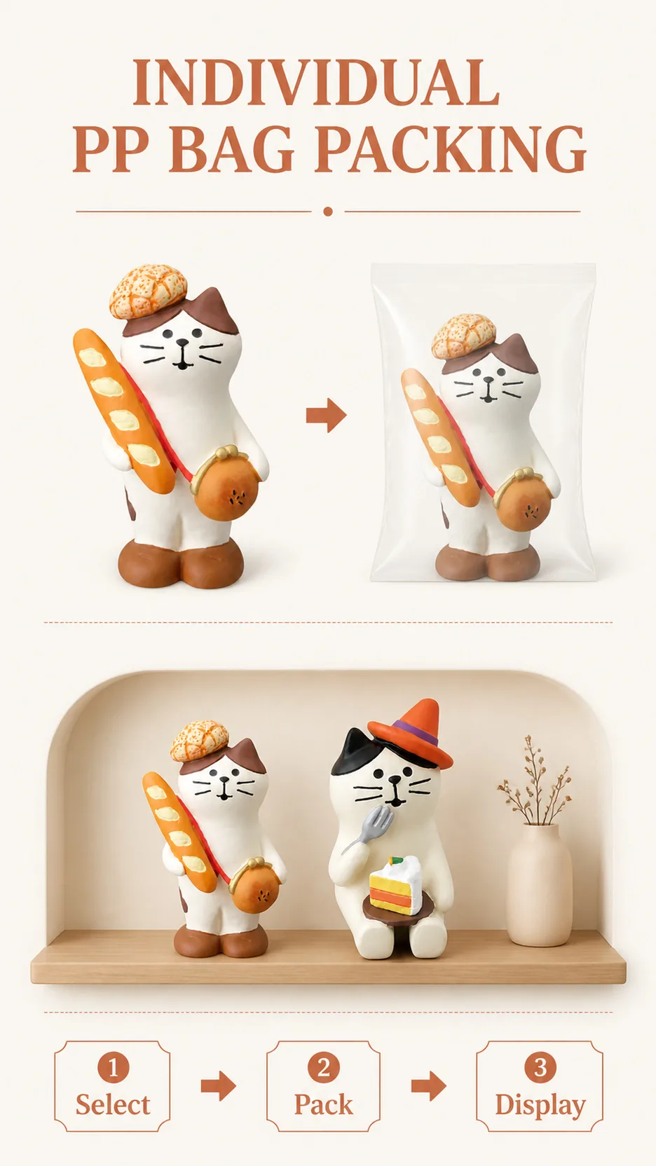 Japanese Style Cat Bakery Resin Figurines Miniature Bread Theme Home Decor Ornaments product detail 8