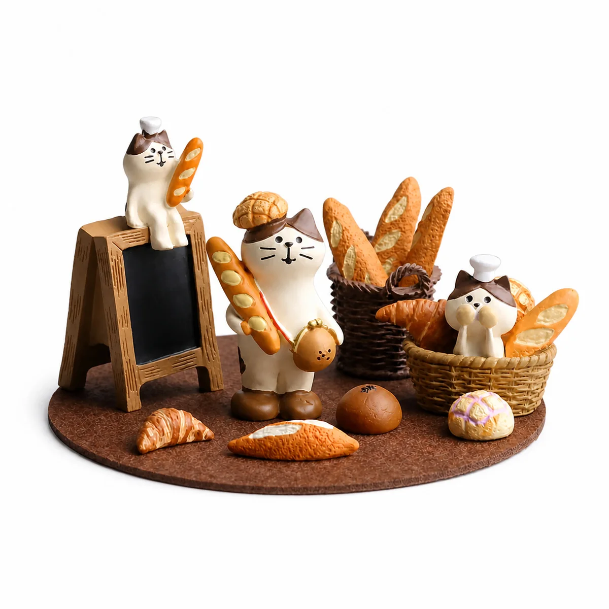 Japanese Style Cat Bakery Resin Figurines Miniature Bread Theme Home Decor Ornaments