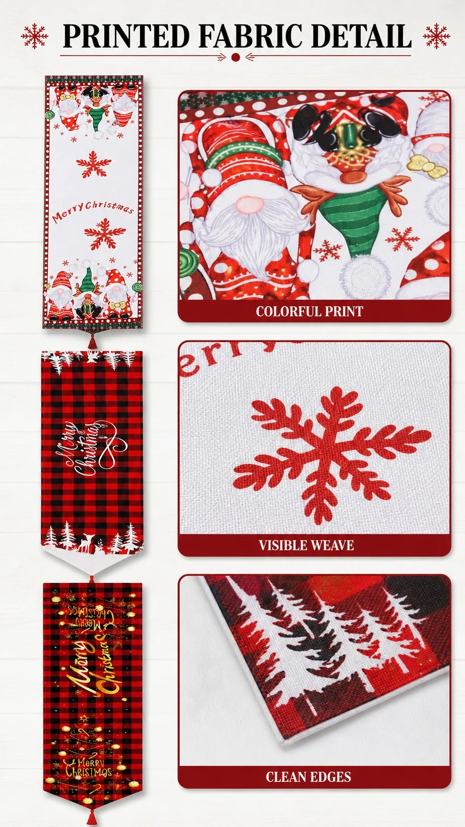 Christmas Snowman and Santa Table Runner product detail 3