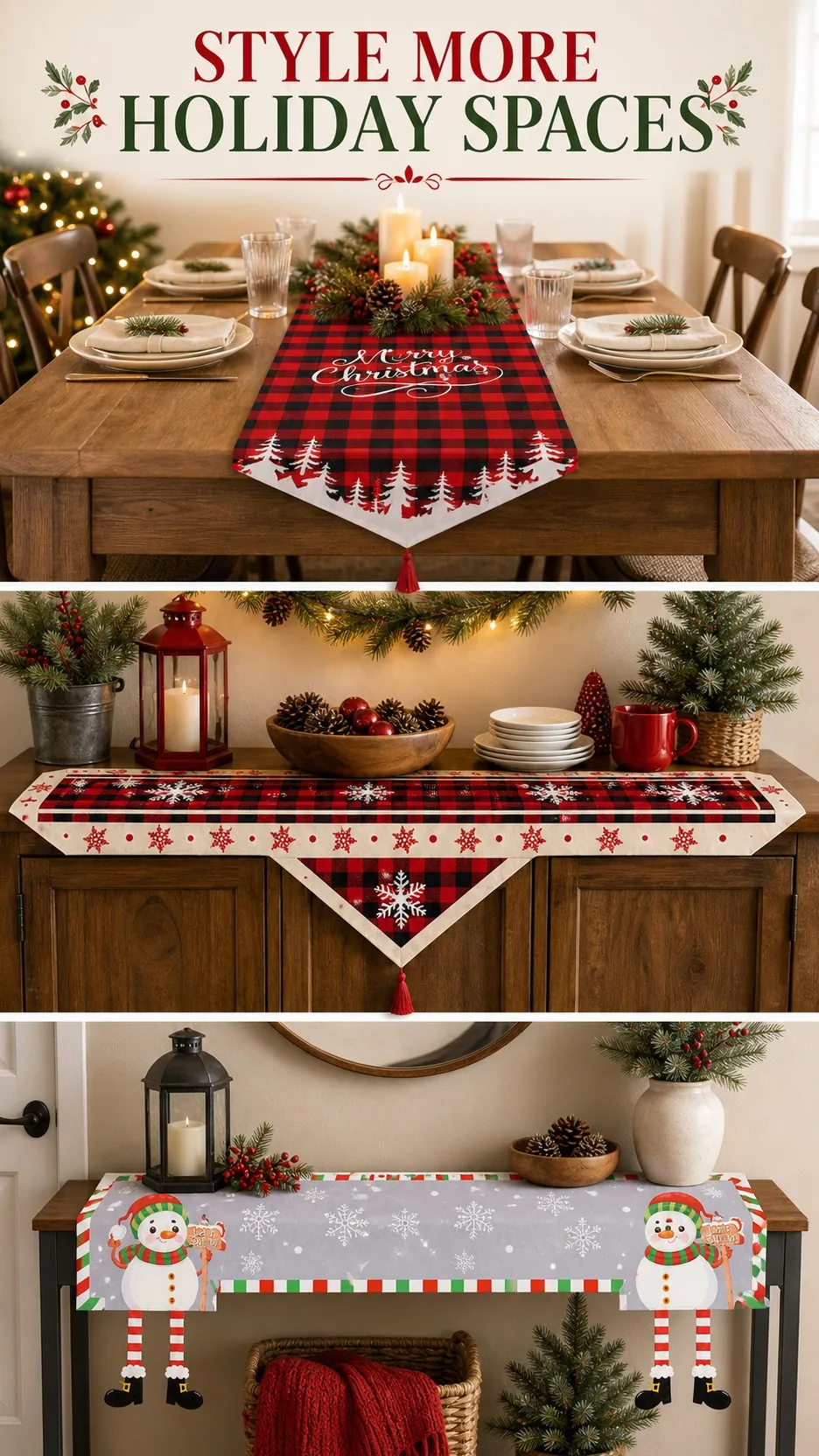 Christmas Snowman and Santa Table Runner product detail 8