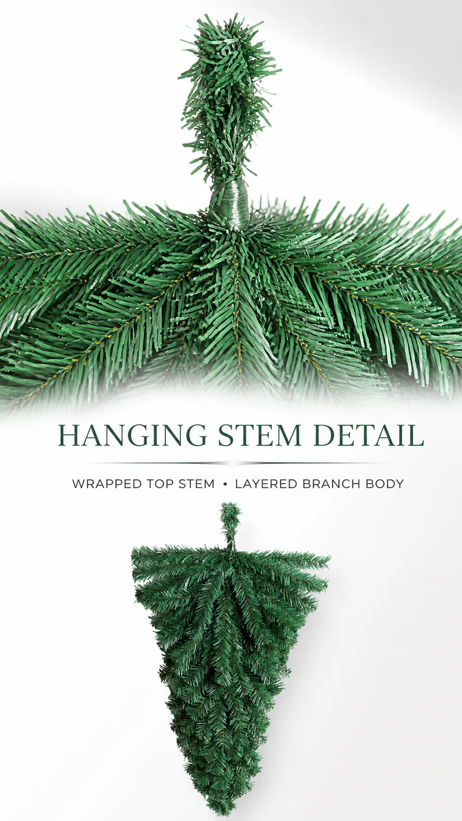Custom Inverted Christmas Tree Hanging Decoration PVC Pine Needle Door Wall Ornament product detail 4