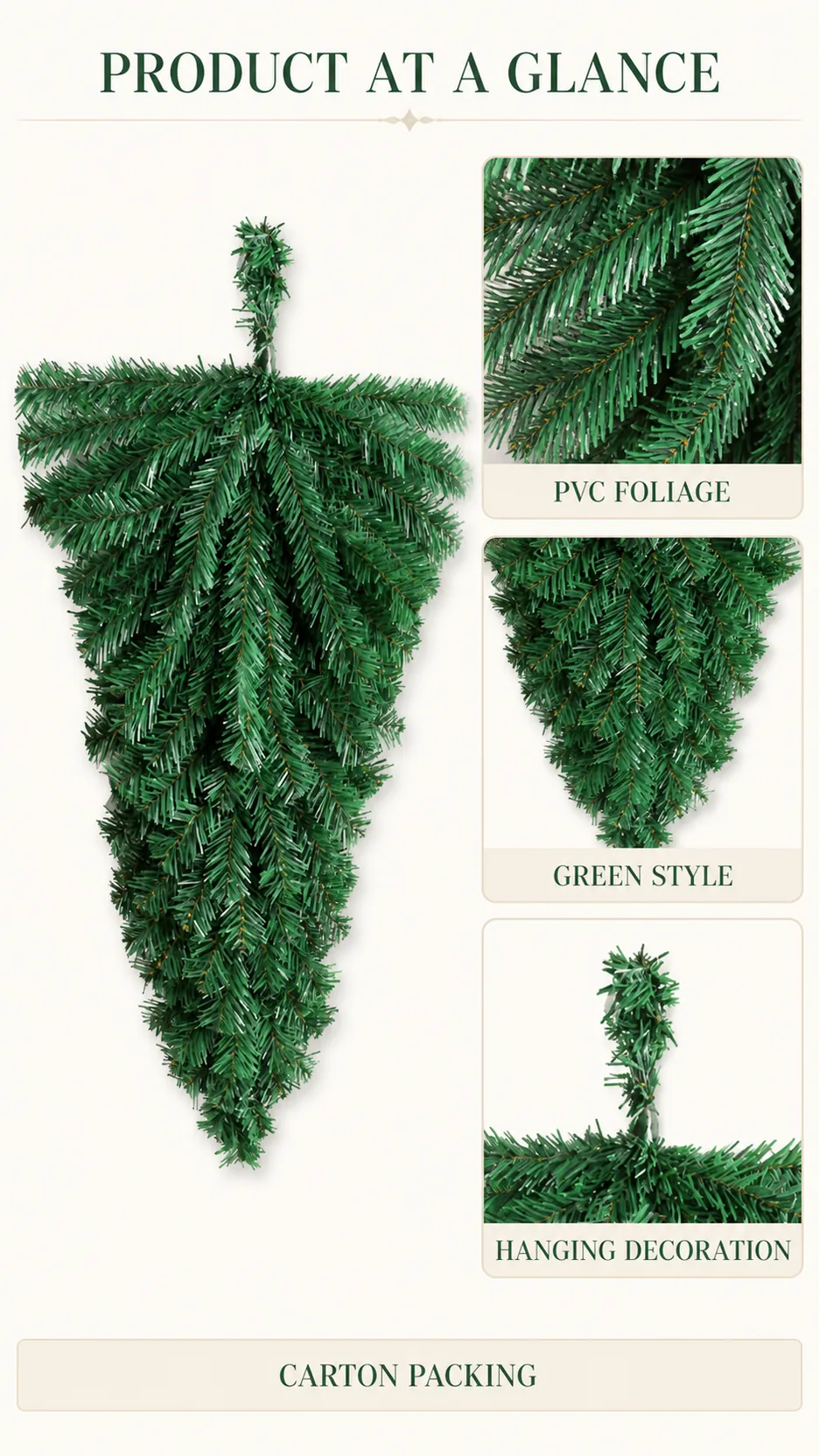 Custom Inverted Christmas Tree Hanging Decoration PVC Pine Needle Door Wall Ornament product detail 8