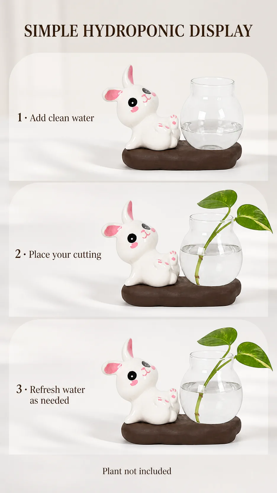 Ceramic Rabbit Hydroponic Vases product detail 3