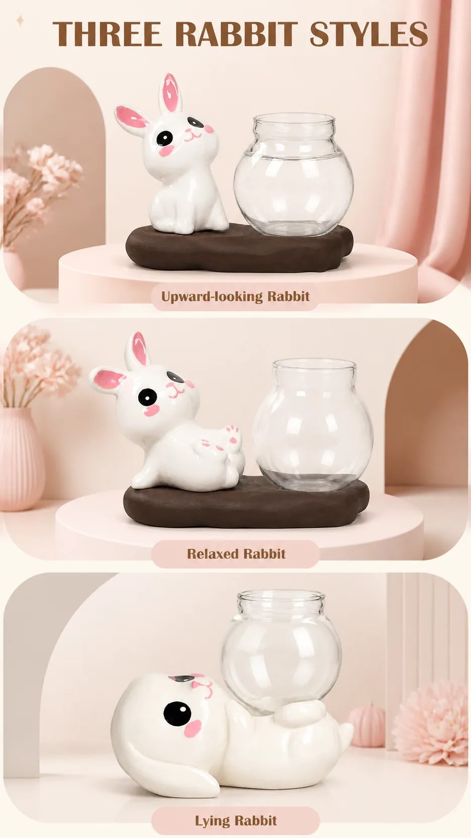 Ceramic Rabbit Hydroponic Vases product detail 5