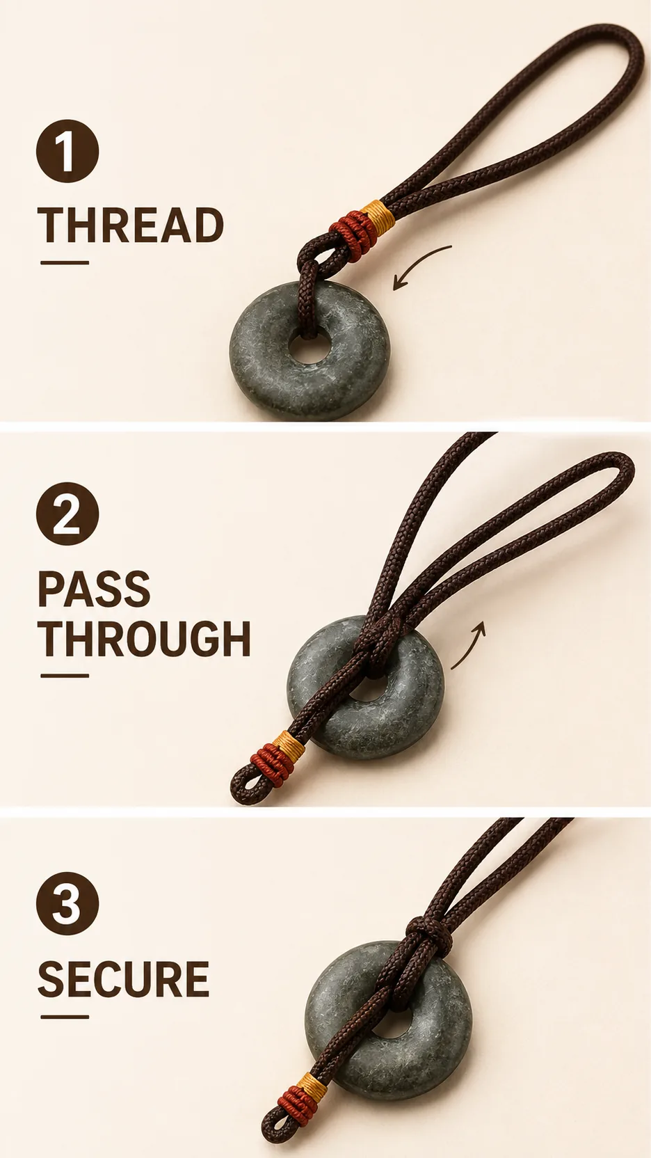 Hand-Braided Nylon Loop Cord with Wrapped Knot for Jade Pendants and Sachets product detail 5