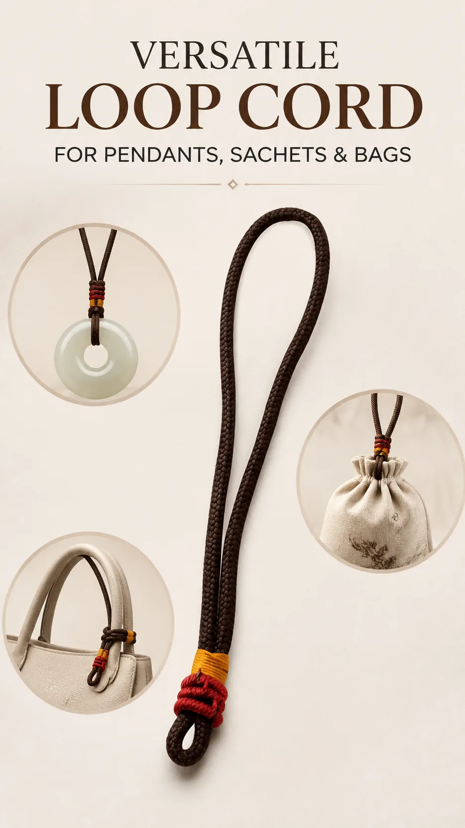 Hand-Braided Nylon Loop Cord with Wrapped Knot for Jade Pendants and Sachets product detail 8