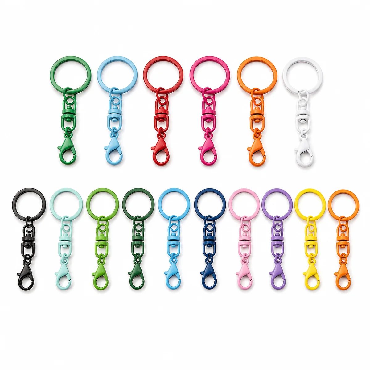 Candy Color Painted Iron Key Ring with Swivel Lobster Clasp DIY Jewelry Finding