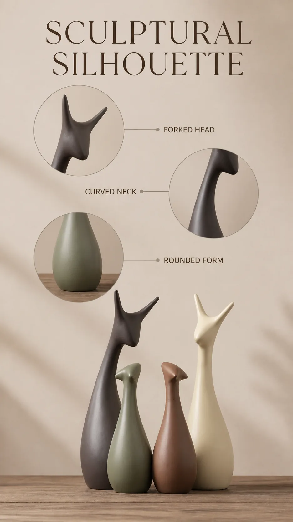 Nordic Style Ceramic Giraffe Family Figurines Modern Abstract Animal Sculpture Home Decor product detail 2