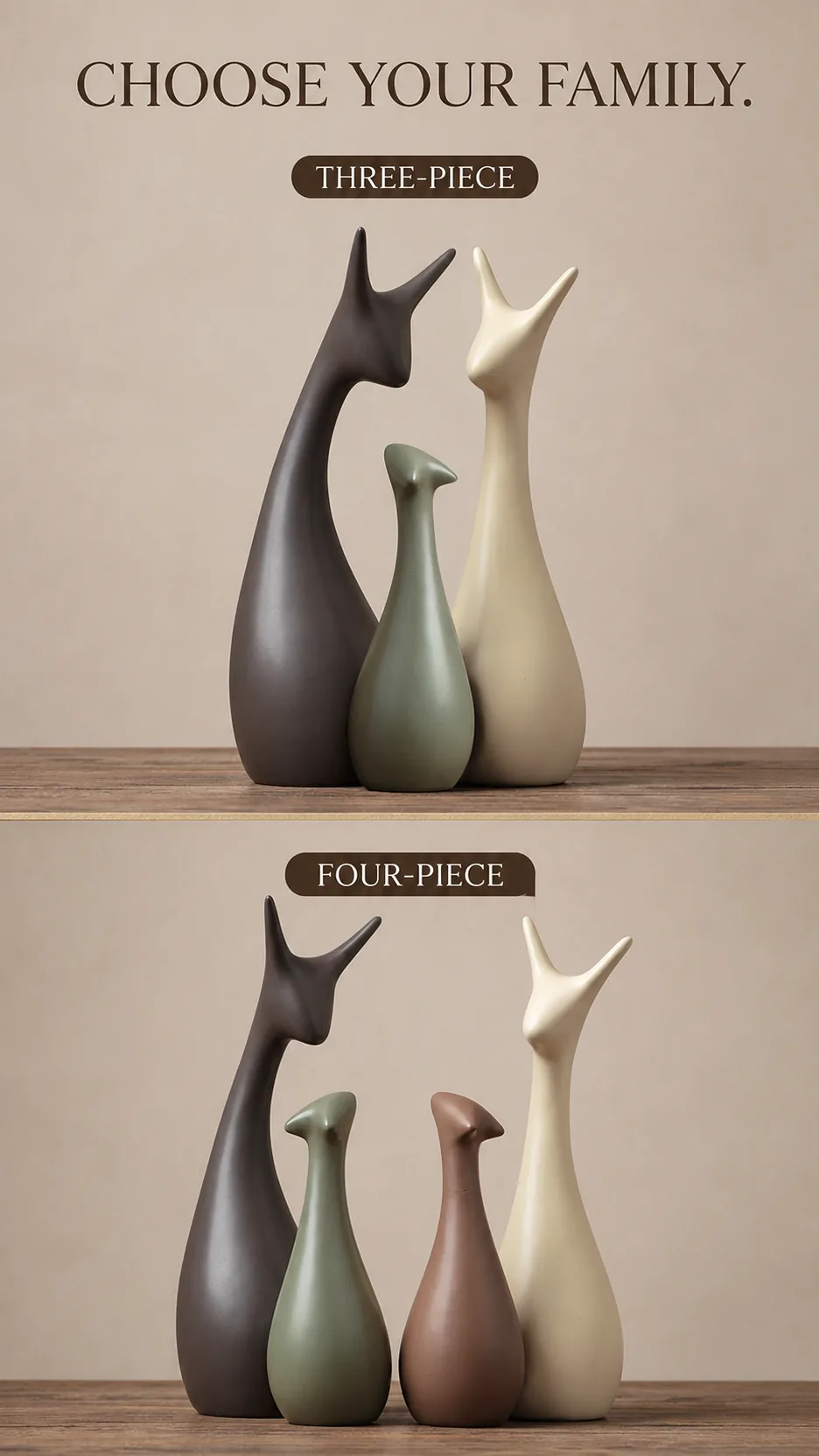 Nordic Style Ceramic Giraffe Family Figurines Modern Abstract Animal Sculpture Home Decor product detail 4