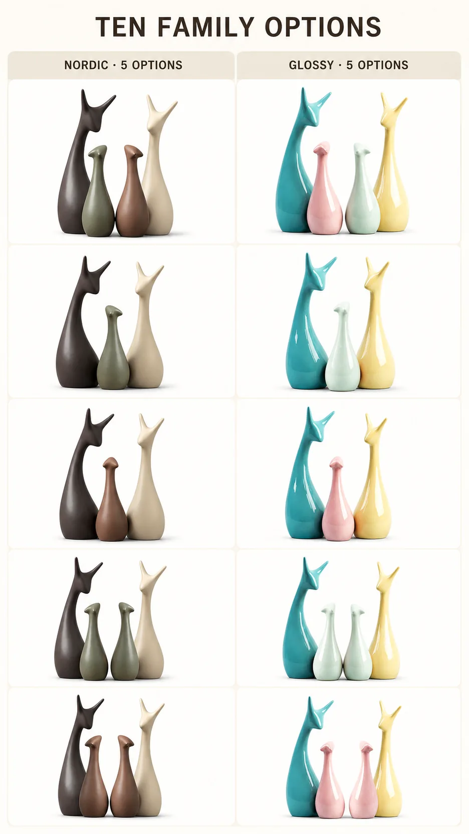 Nordic Style Ceramic Giraffe Family Figurines Modern Abstract Animal Sculpture Home Decor product detail 5