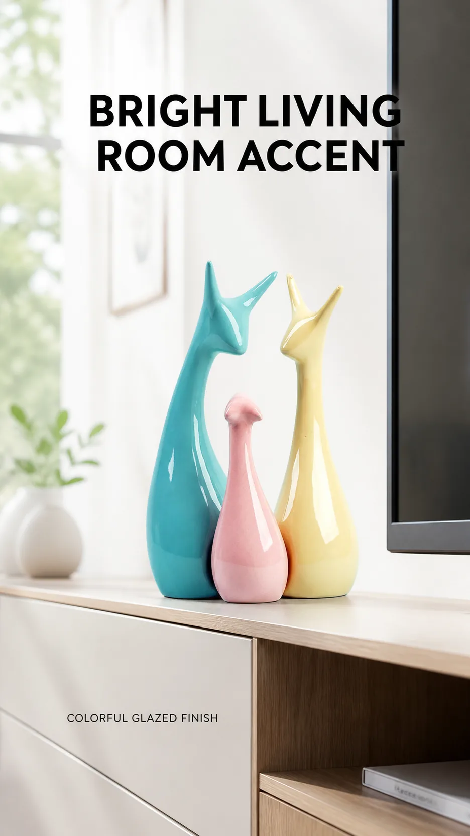 Nordic Style Ceramic Giraffe Family Figurines Modern Abstract Animal Sculpture Home Decor product detail 7