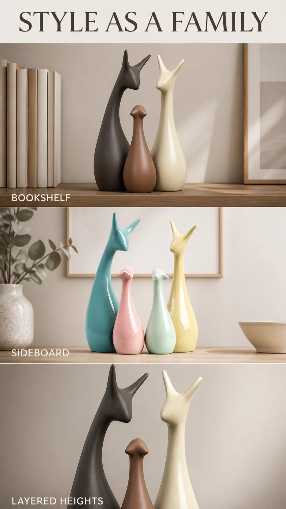 Nordic Style Ceramic Giraffe Family Figurines Modern Abstract Animal Sculpture Home Decor product detail 8