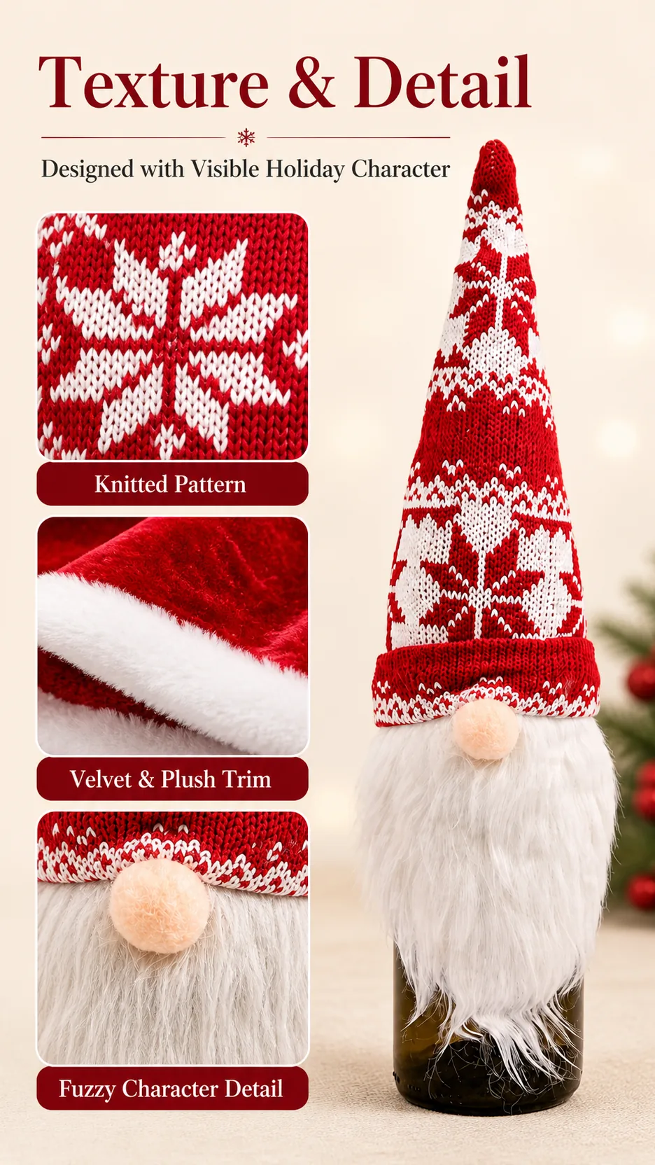 Knitted Gnome Wine Bottle Covers product detail 2