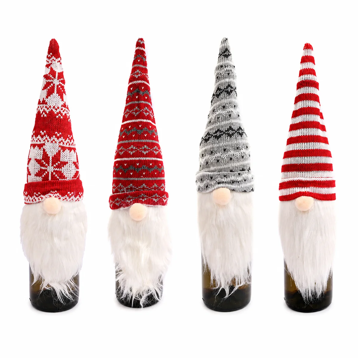 Knitted Gnome Wine Bottle Covers