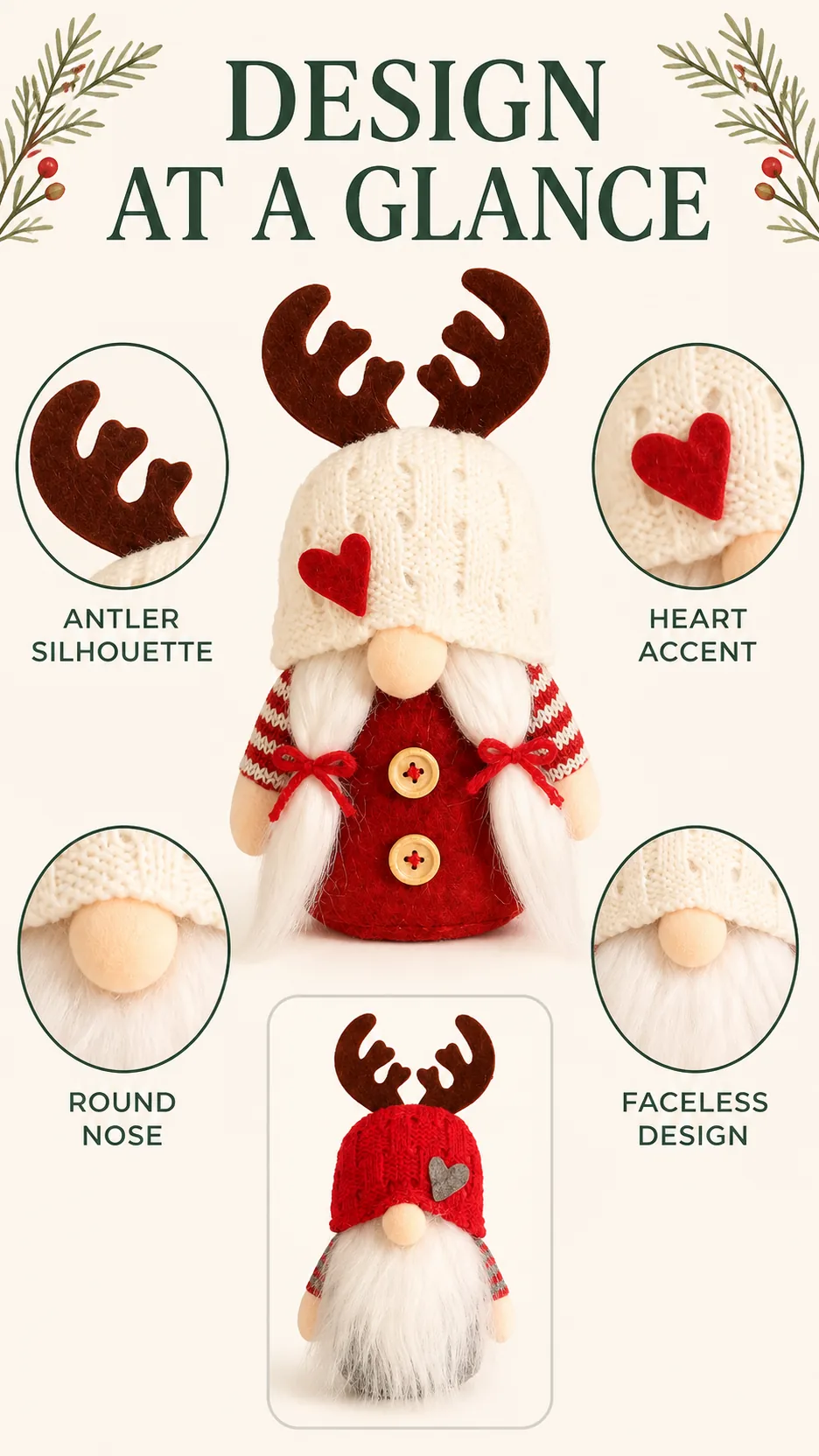 Knitted Reindeer Gnome Christmas Figurines product detail 3