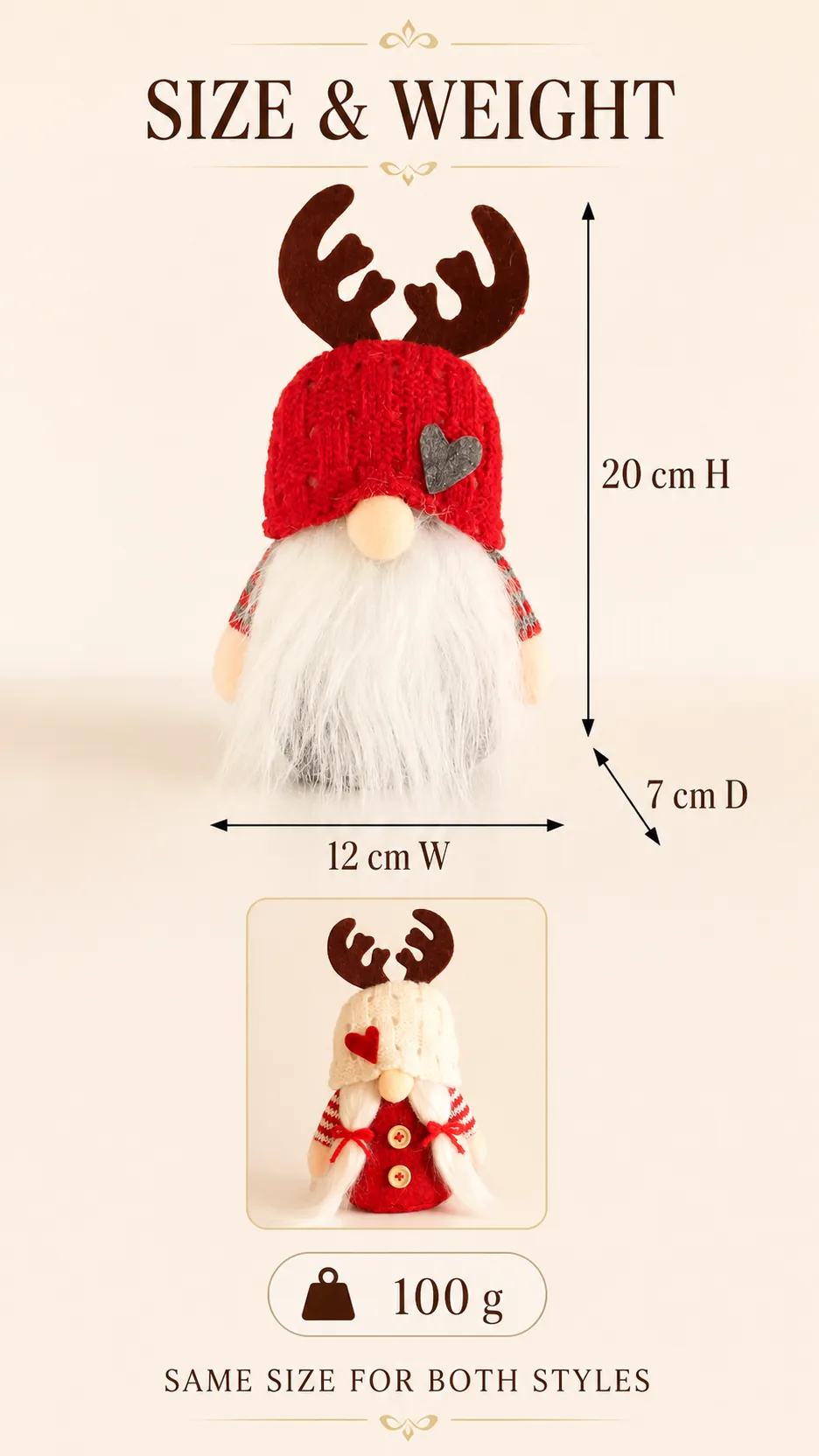 Knitted Reindeer Gnome Christmas Figurines product detail 4