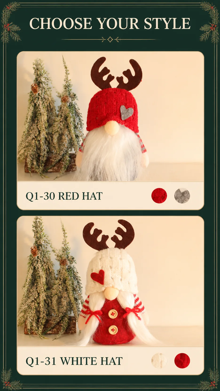 Knitted Reindeer Gnome Christmas Figurines product detail 5