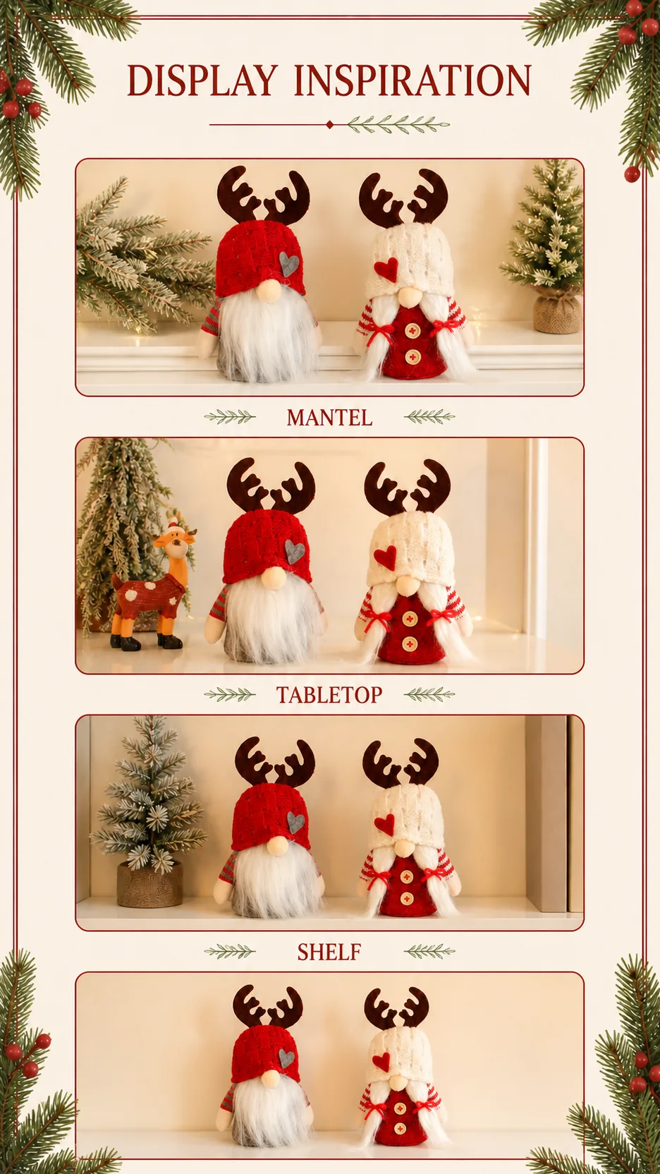 Knitted Reindeer Gnome Christmas Figurines product detail 8