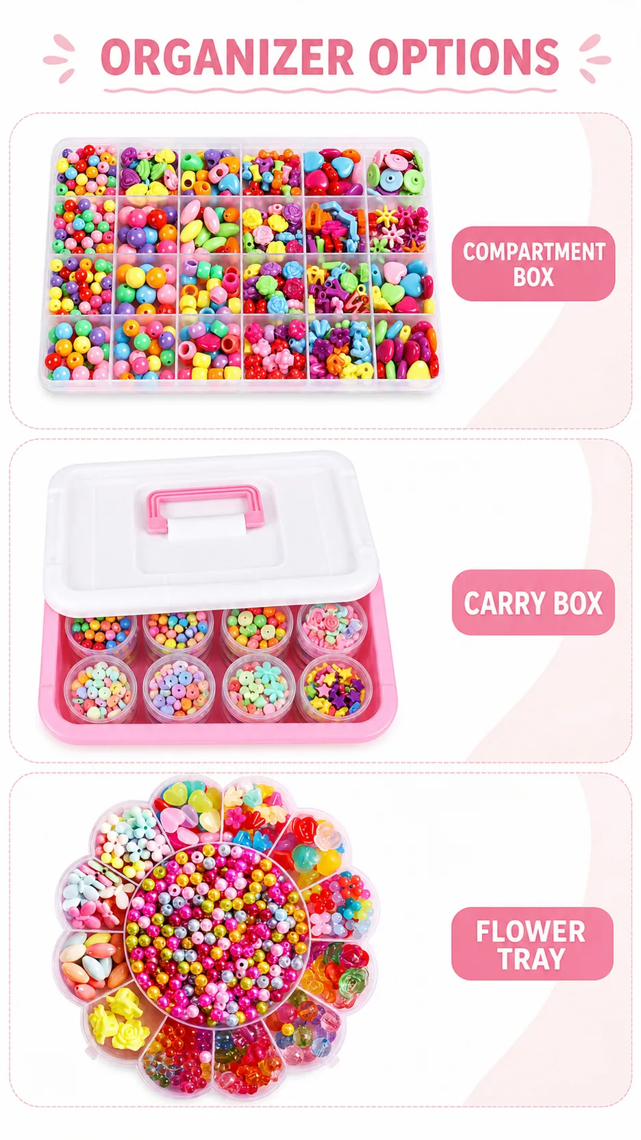 DIY Acrylic Bead Jewelry Making Kit for Kids - Pastel & Vivid Shapes with Storage Box product detail 4