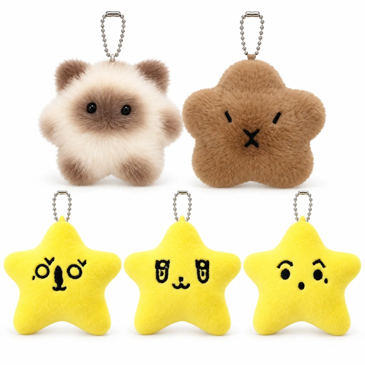 Cute Plush Star Keychain Squeaky Bag Charm Soft Stuffed Animal Pendant