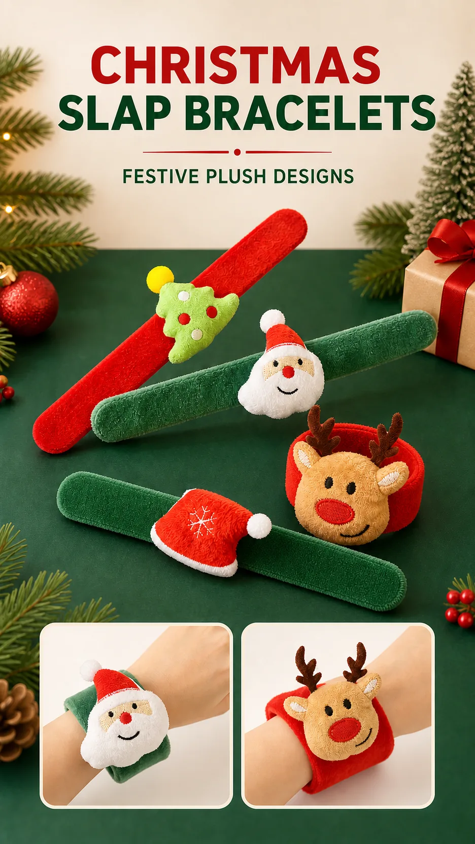 Plush Christmas Slap Bracelets product detail 1