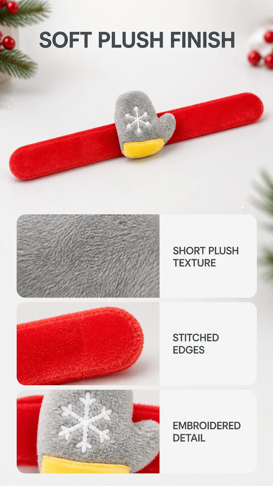 Plush Christmas Slap Bracelets product detail 2