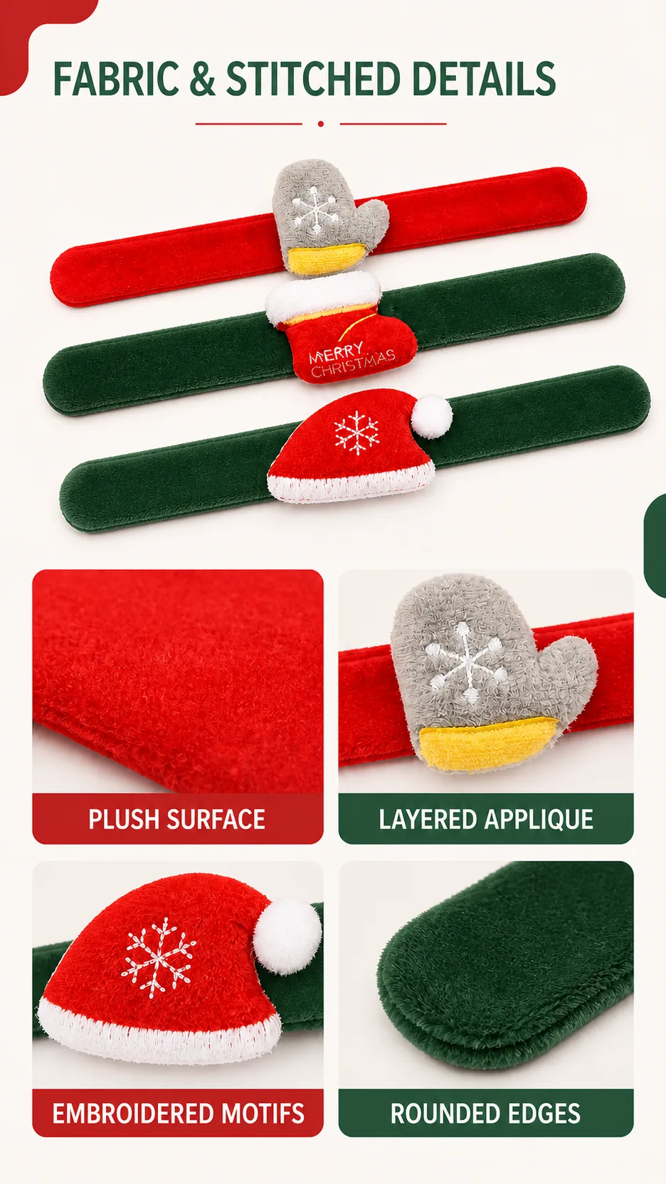 Plush Christmas Slap Bracelets product detail 4