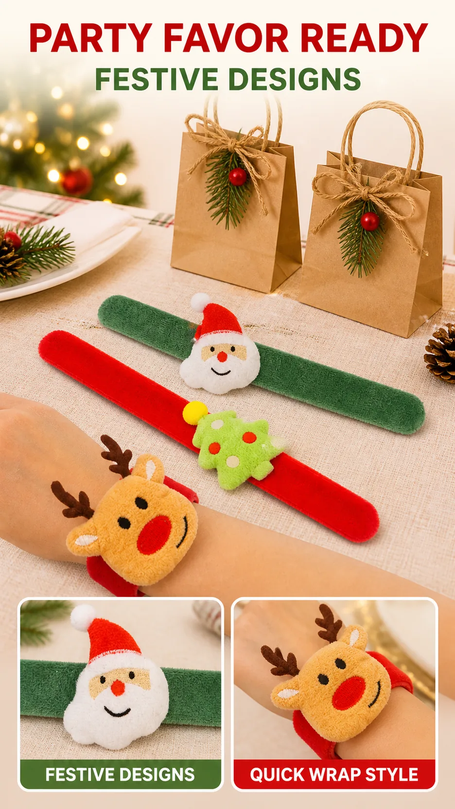 Plush Christmas Slap Bracelets product detail 6