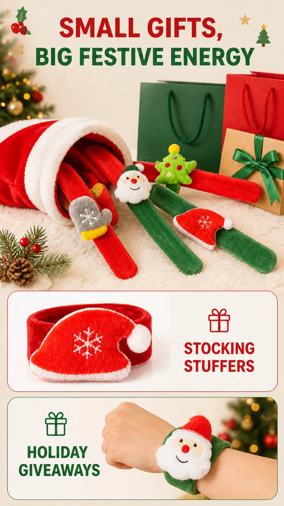 Plush Christmas Slap Bracelets product detail 7