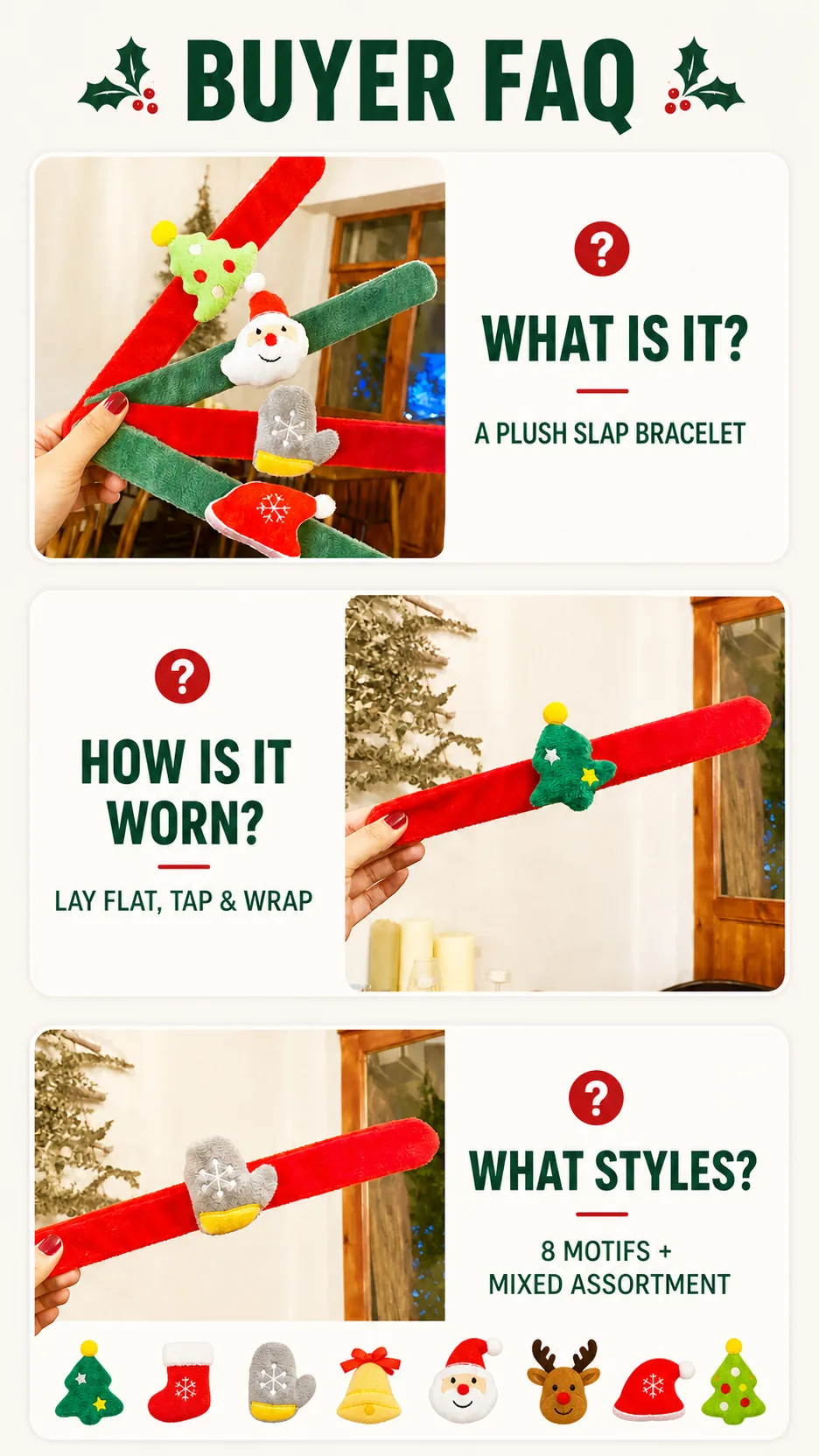 Plush Christmas Slap Bracelets product detail 8