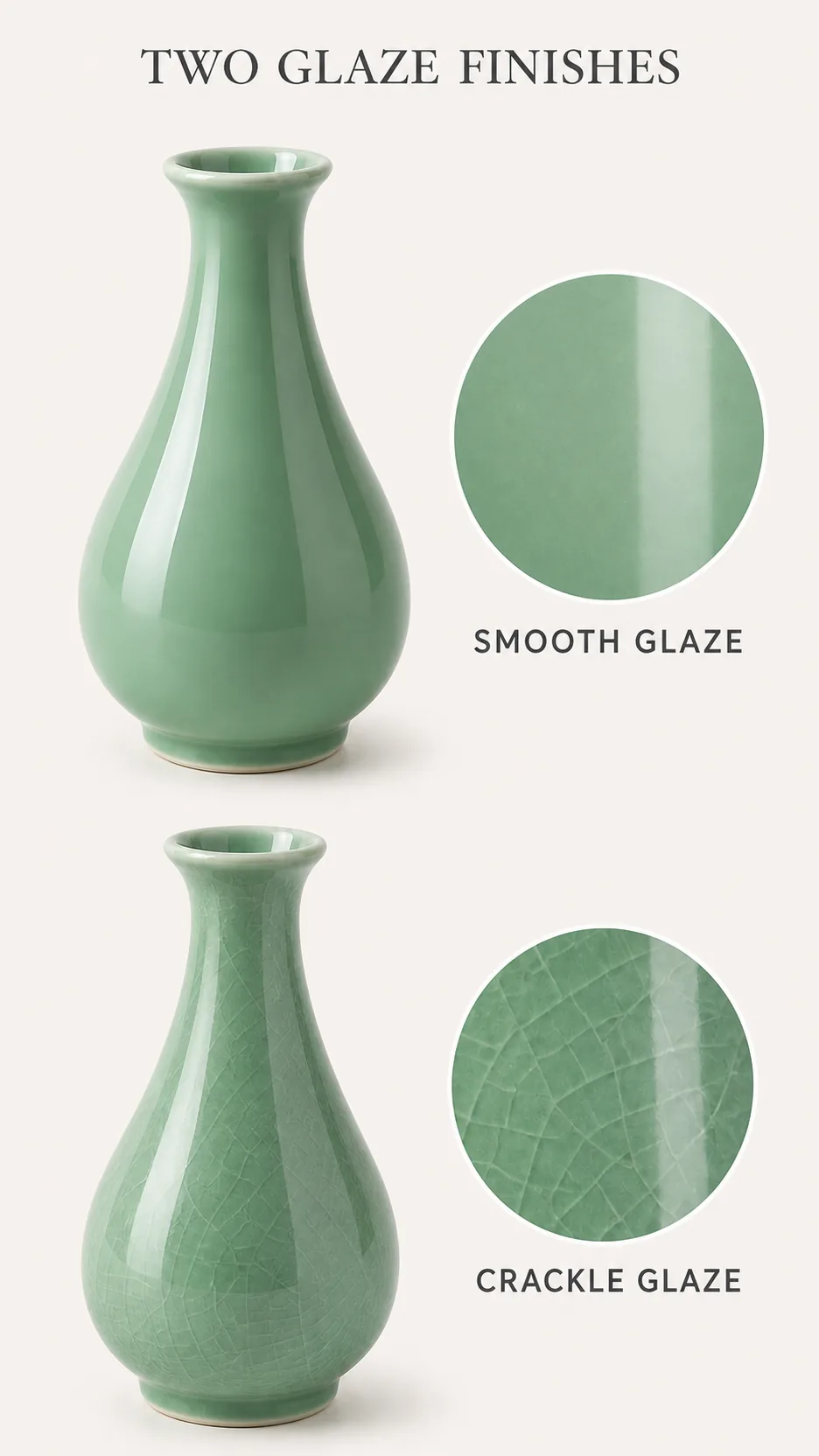 Chinese Celadon Yuhuchun Ceramic Vase Classic Crackled Glaze Home Decor product detail 2