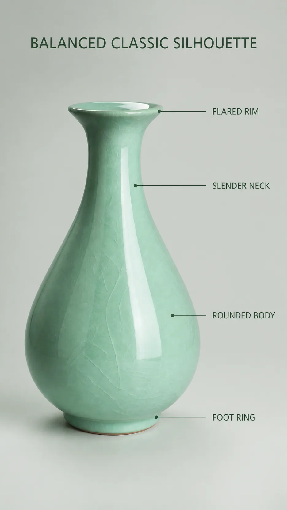 Chinese Celadon Yuhuchun Ceramic Vase Classic Crackled Glaze Home Decor product detail 3