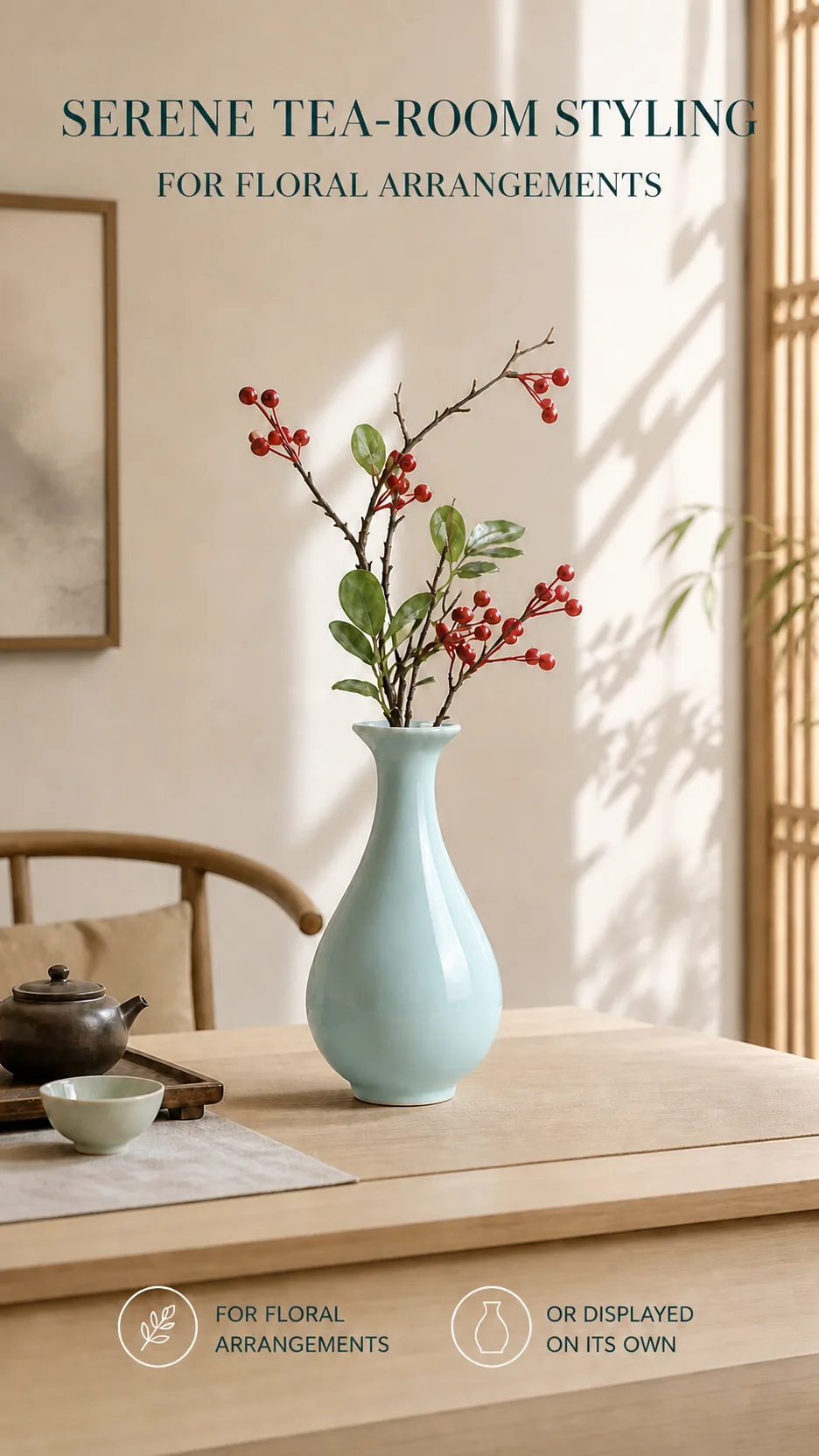 Chinese Celadon Yuhuchun Ceramic Vase Classic Crackled Glaze Home Decor product detail 6