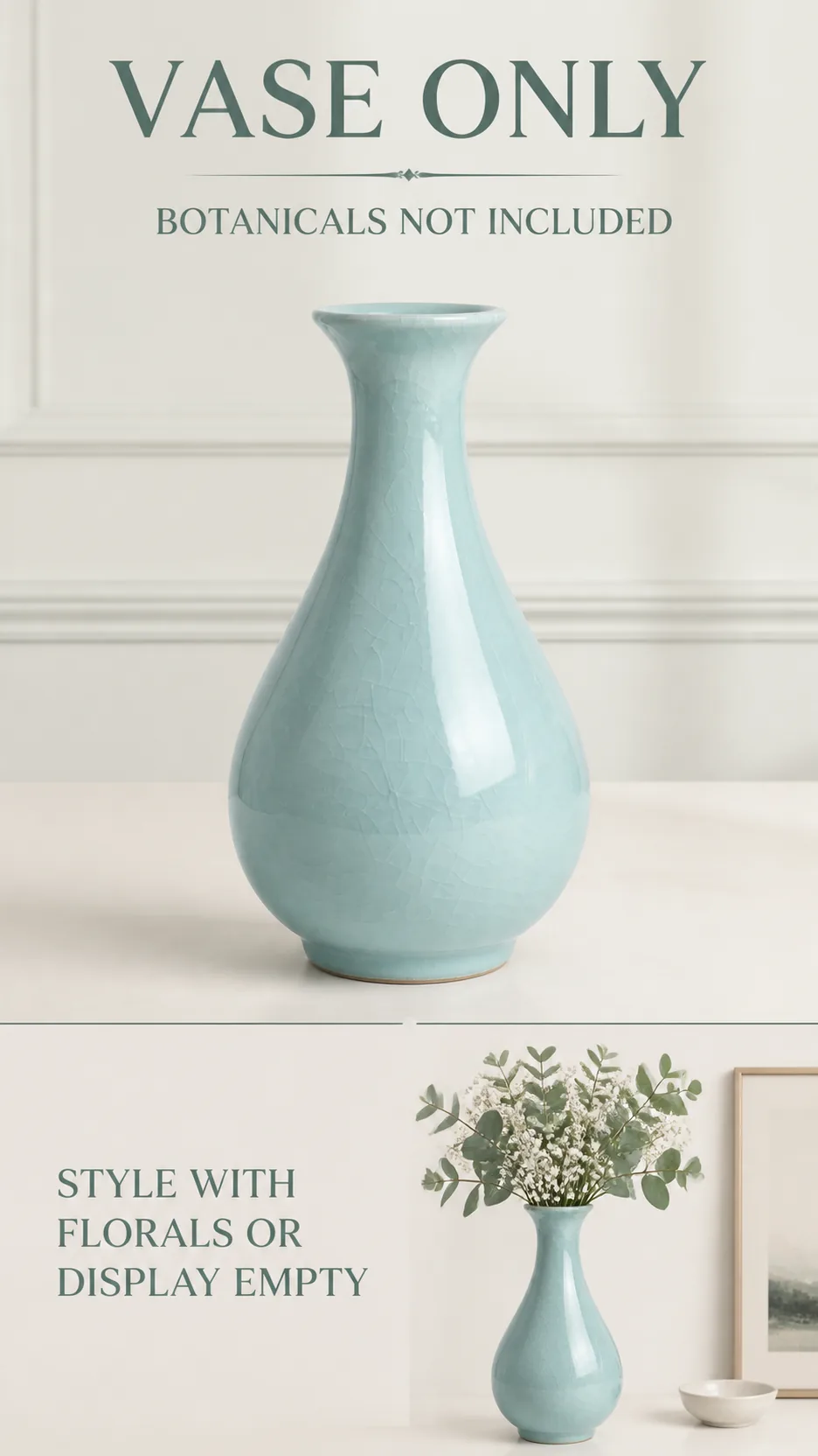 Chinese Celadon Yuhuchun Ceramic Vase Classic Crackled Glaze Home Decor product detail 8