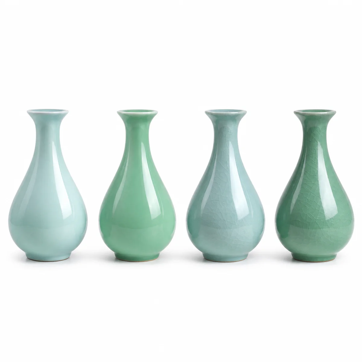 Chinese Celadon Yuhuchun Ceramic Vase Classic Crackled Glaze Home Decor