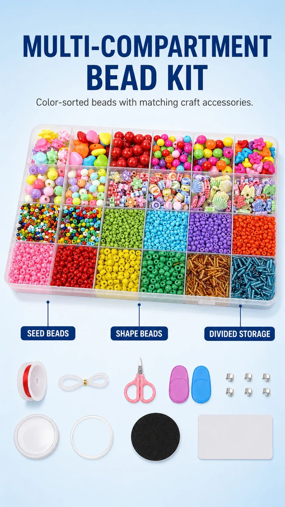 Kids DIY Bead Jewelry Making Kit with Storage Box and Accessories product detail 1