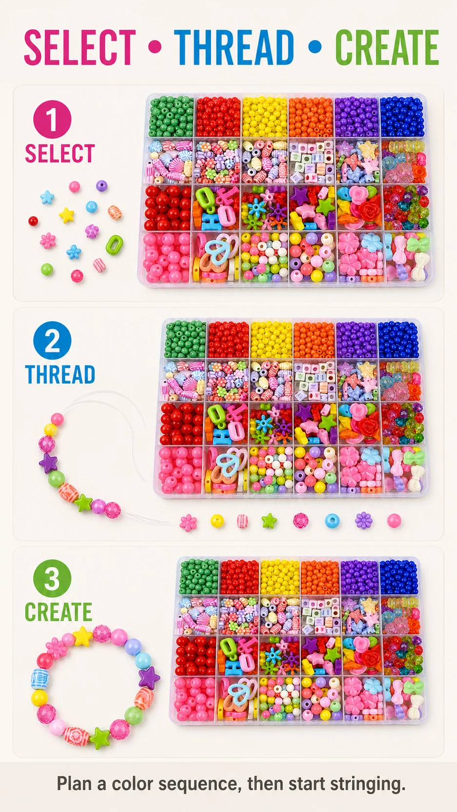Kids DIY Bead Jewelry Making Kit with Storage Box and Accessories product detail 8