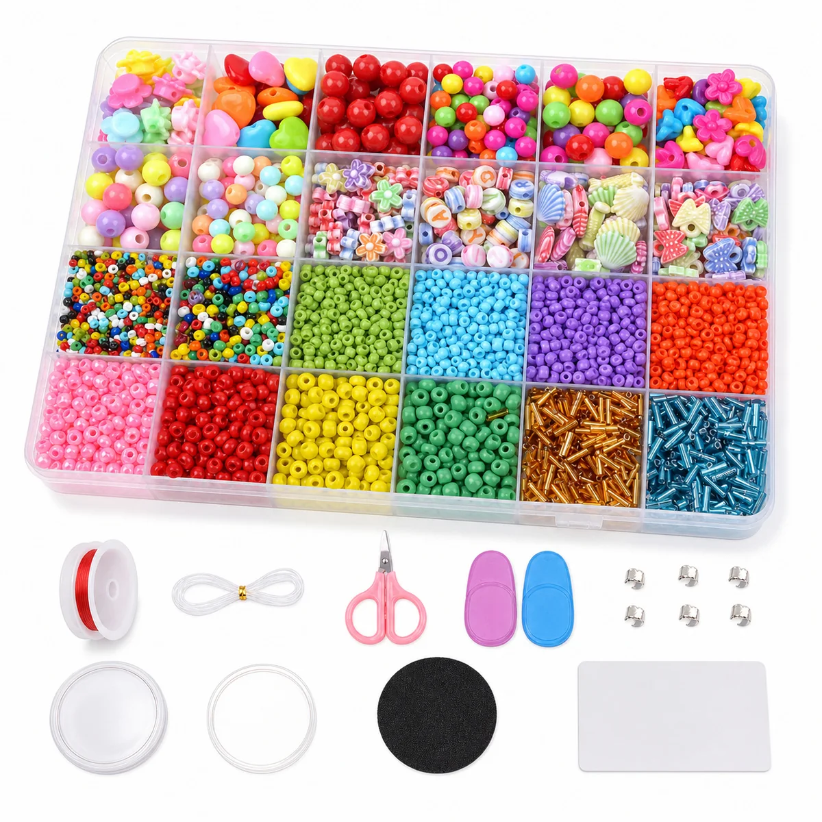 Kids DIY Bead Jewelry Making Kit with Storage Box and Accessories