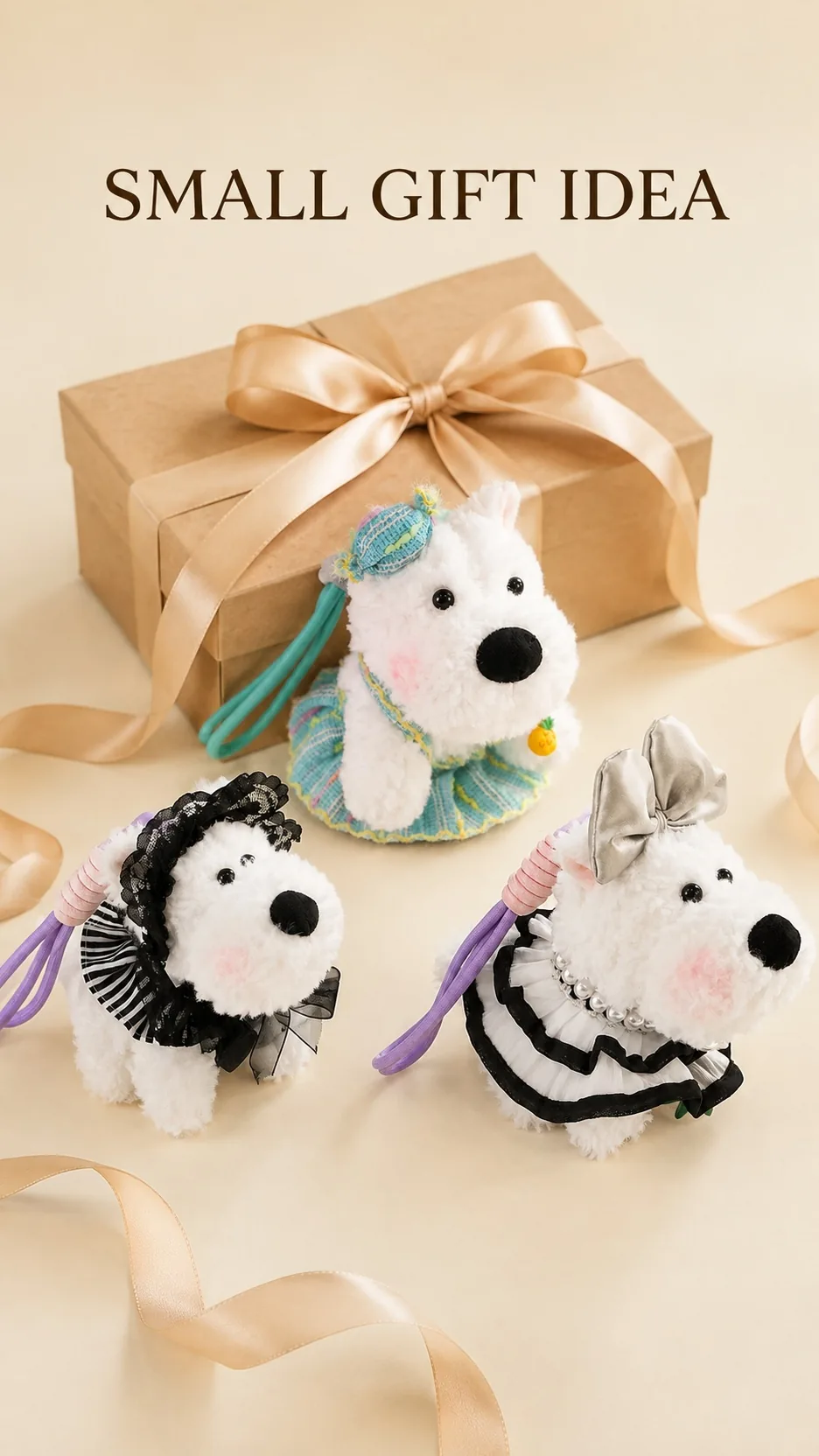 Cute Westie Dog Plush Keychain Backpack Charm Soft Stuffed Animal Pendant Wholesale product detail 7