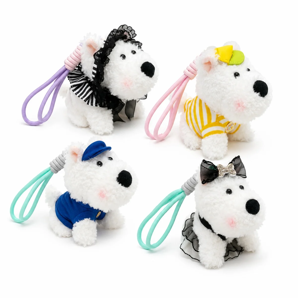 Cute Westie Dog Plush Keychain Backpack Charm Soft Stuffed Animal Pendant Wholesale