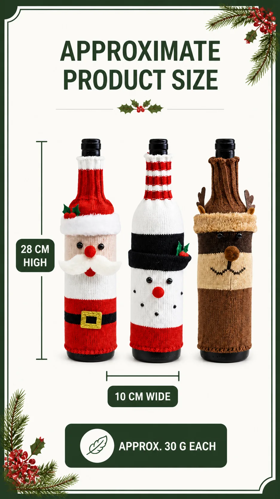 Christmas Knitted Wine Bottle Covers Santa Snowman Reindeer Holiday Table Decor product detail 5