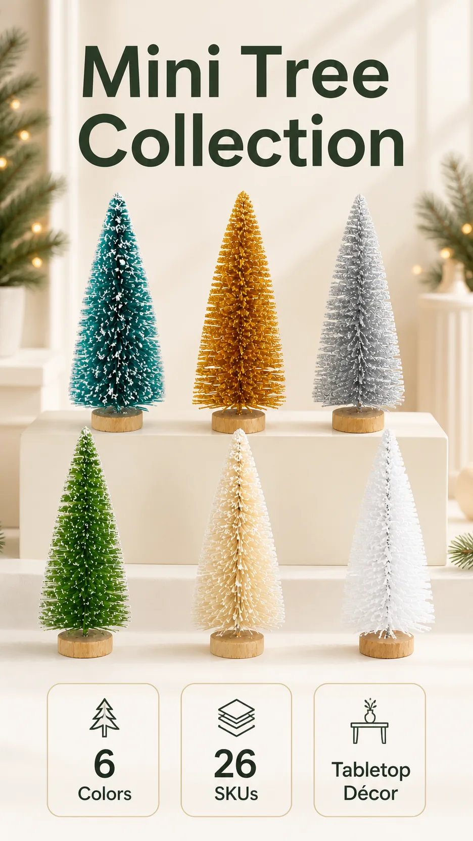 Snow-Flocked Sisal Mini Christmas Trees product detail 1