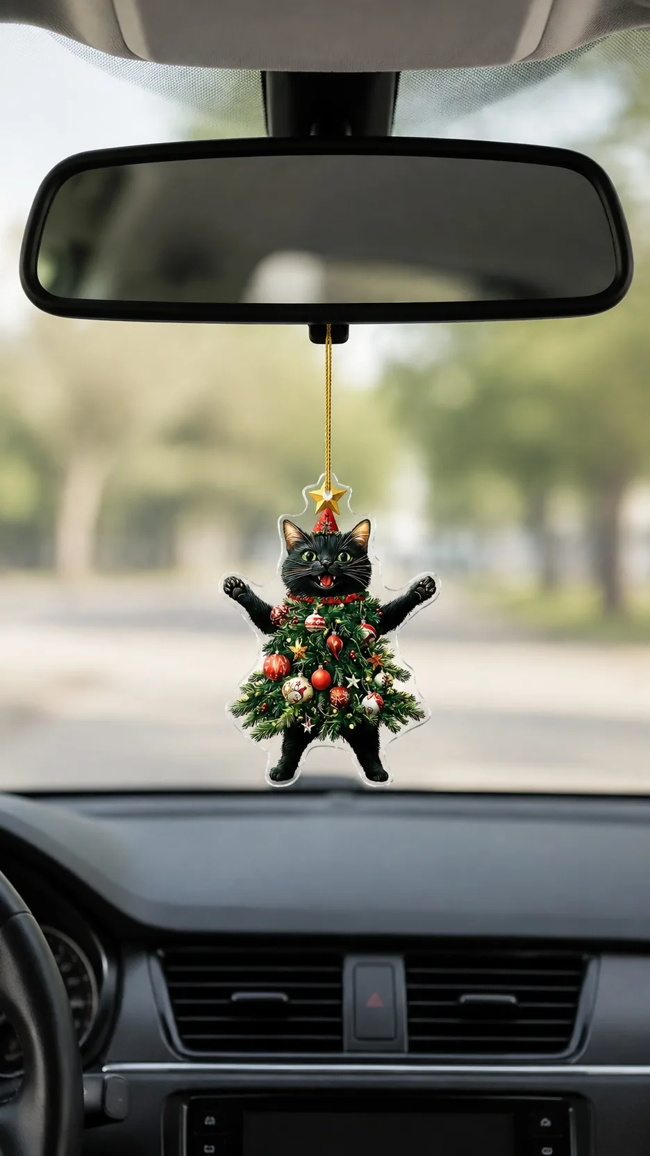 Christmas Cat Acrylic Keychain Ornament Hanging Decoration for Car Rearview Mirror Bag product detail 7