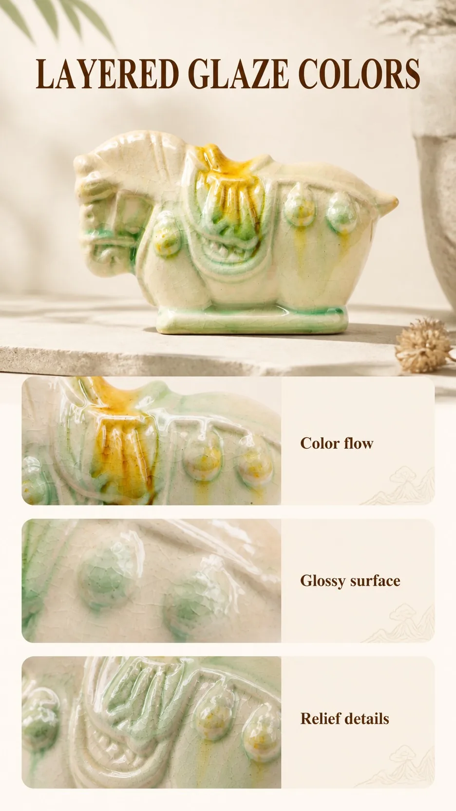 Luoyang Tang Sancai Ceramic Horse Figurines product detail 2